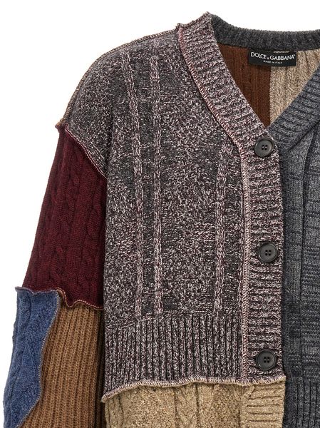 DOLCE & GABBANA Patchwork Raffia Cardigan - Men’s Knitwear