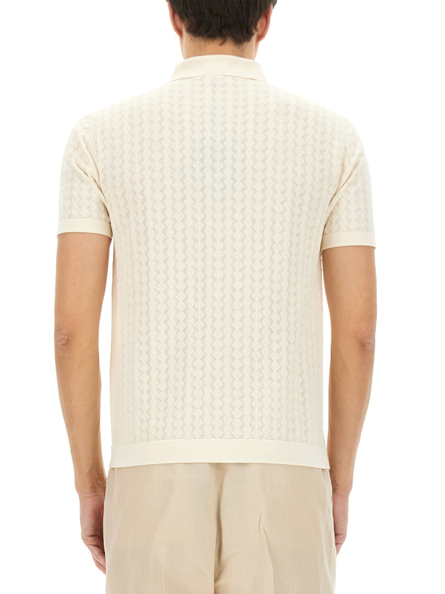DOLCE & GABBANA Perforated Cotton Knit Shirt - Size 50 IT