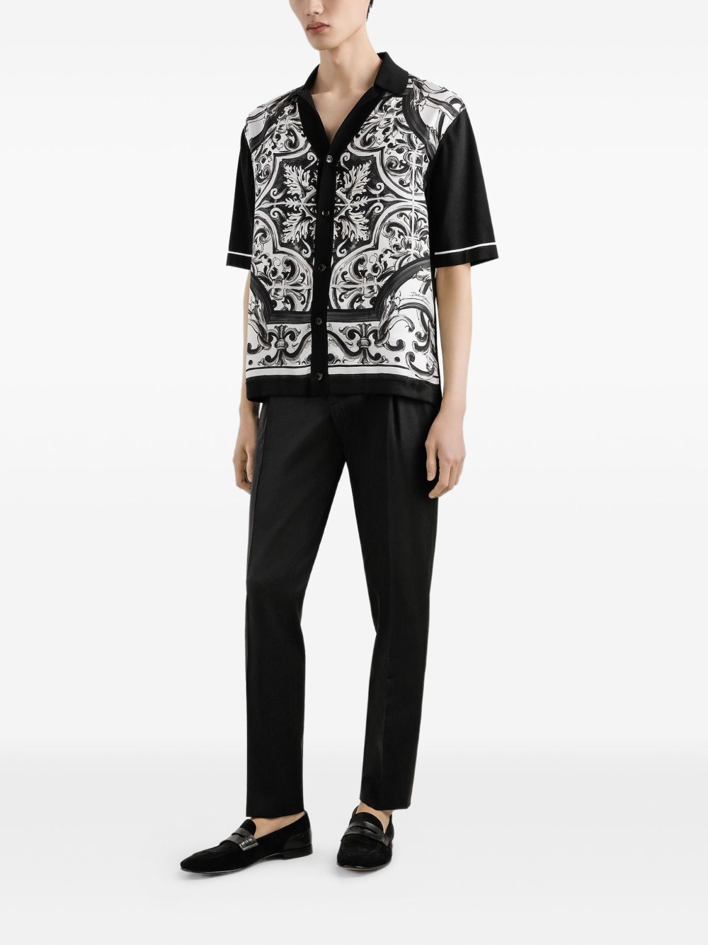 DOLCE & GABBANA Majolica-Print Oversized Shirt - Size S