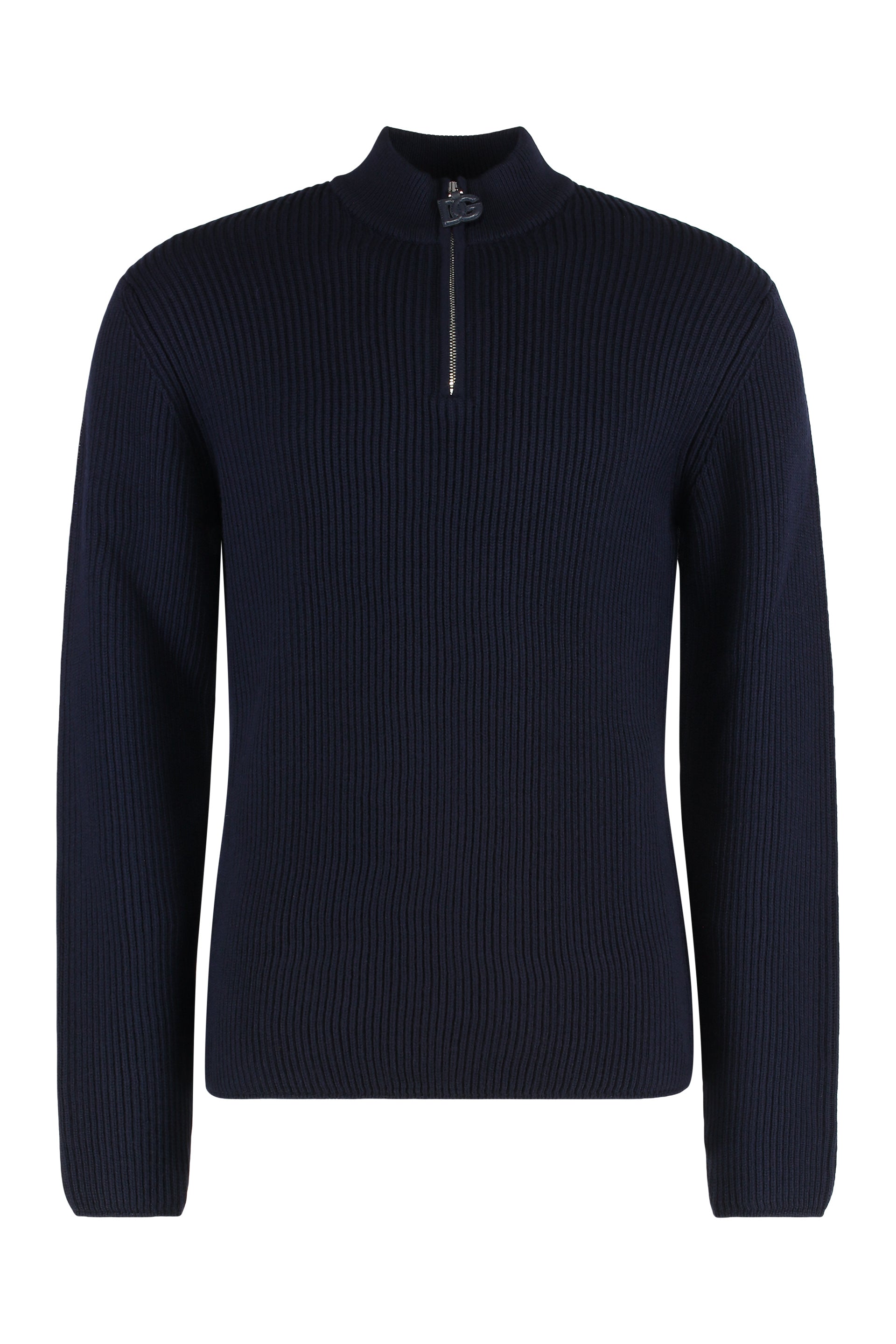 DOLCE & GABBANA Men's Virgin Wool Sweater with Zip Collar