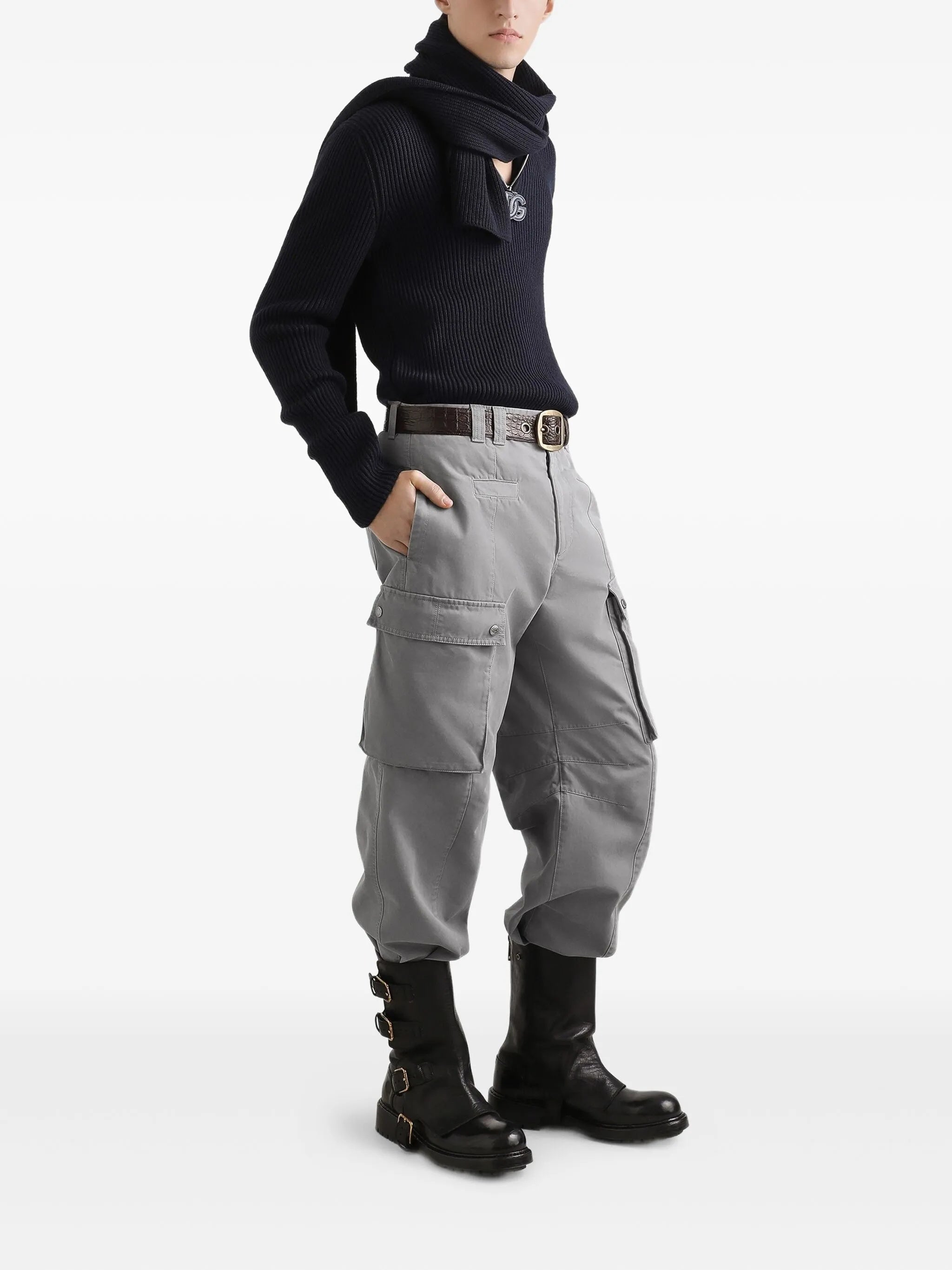 DOLCE & GABBANA Men's Virgin Wool Sweater with Zip Collar