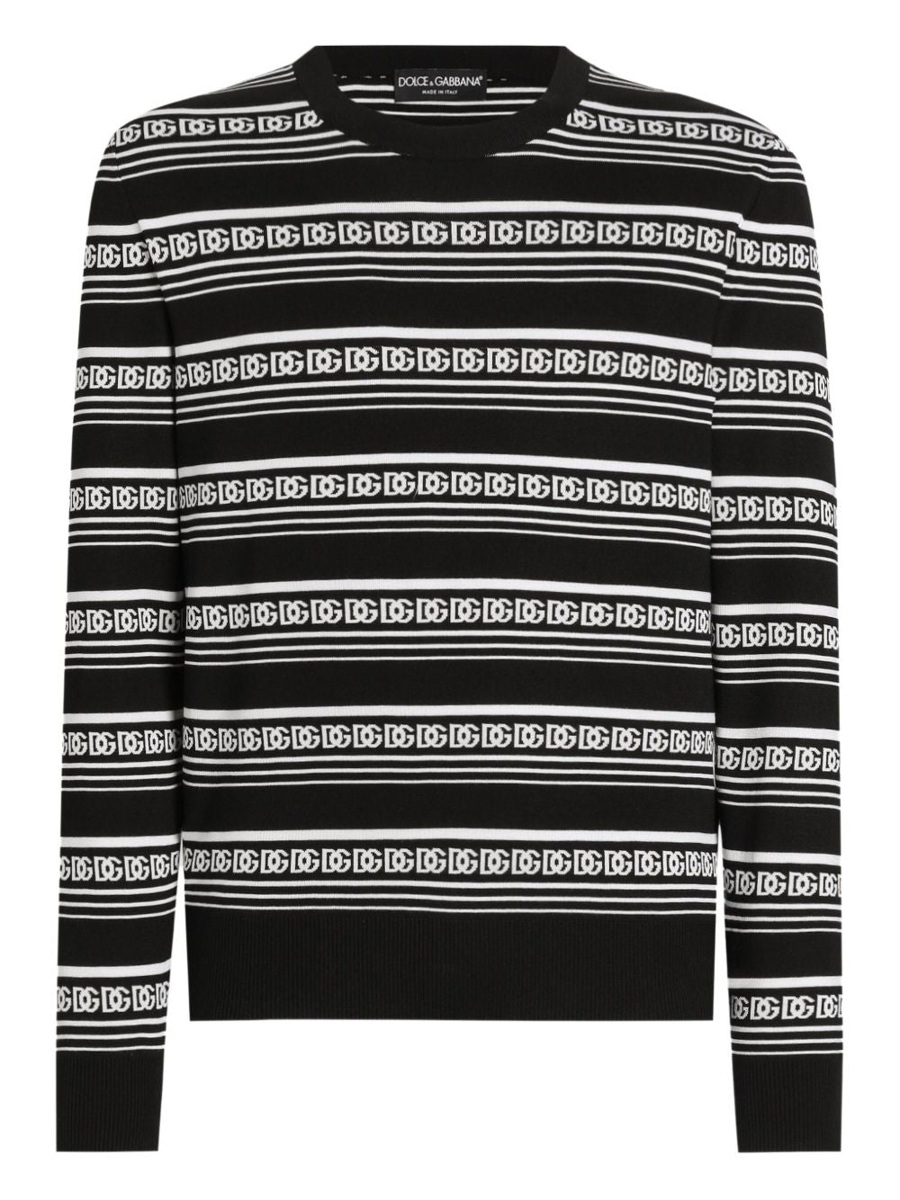 DOLCE & GABBANA Silk Crew Neck Pullover with Logo - Size 48