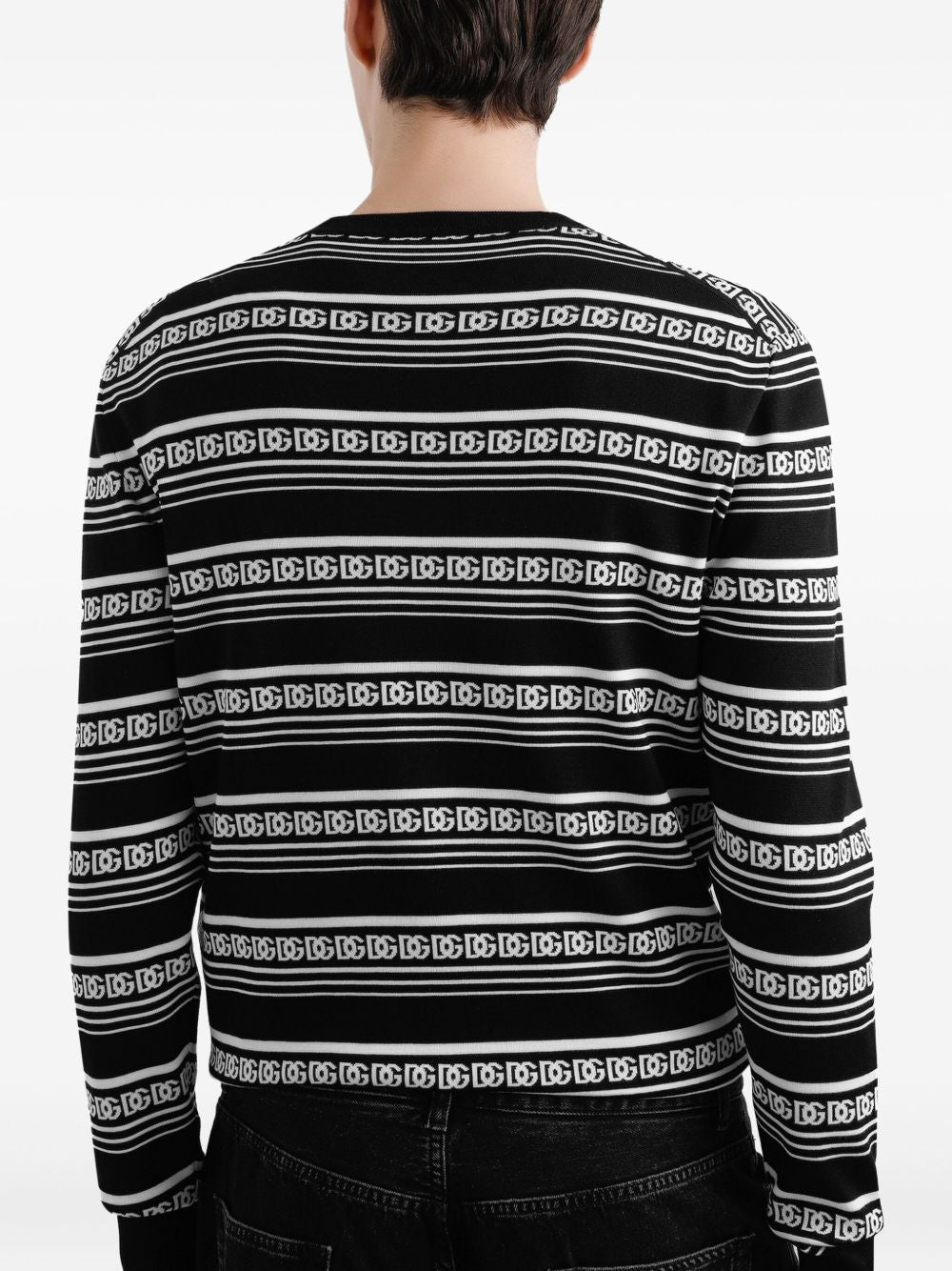 DOLCE & GABBANA Silk Crew Neck Pullover with Logo - Size 48