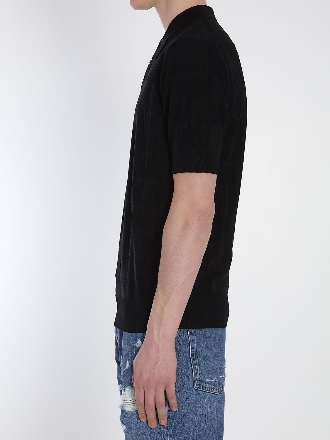 DOLCE & GABBANA Jacquard Logo Polo Shirt - Regular Fit, Size 50