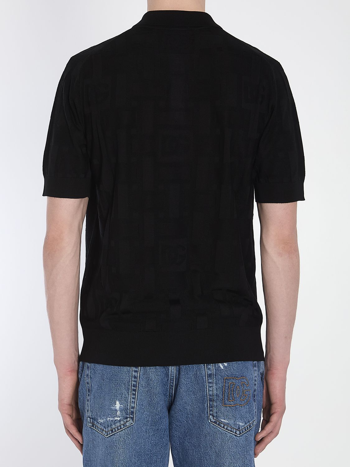 DOLCE & GABBANA Jacquard Logo Polo Shirt - Regular Fit, Size 50