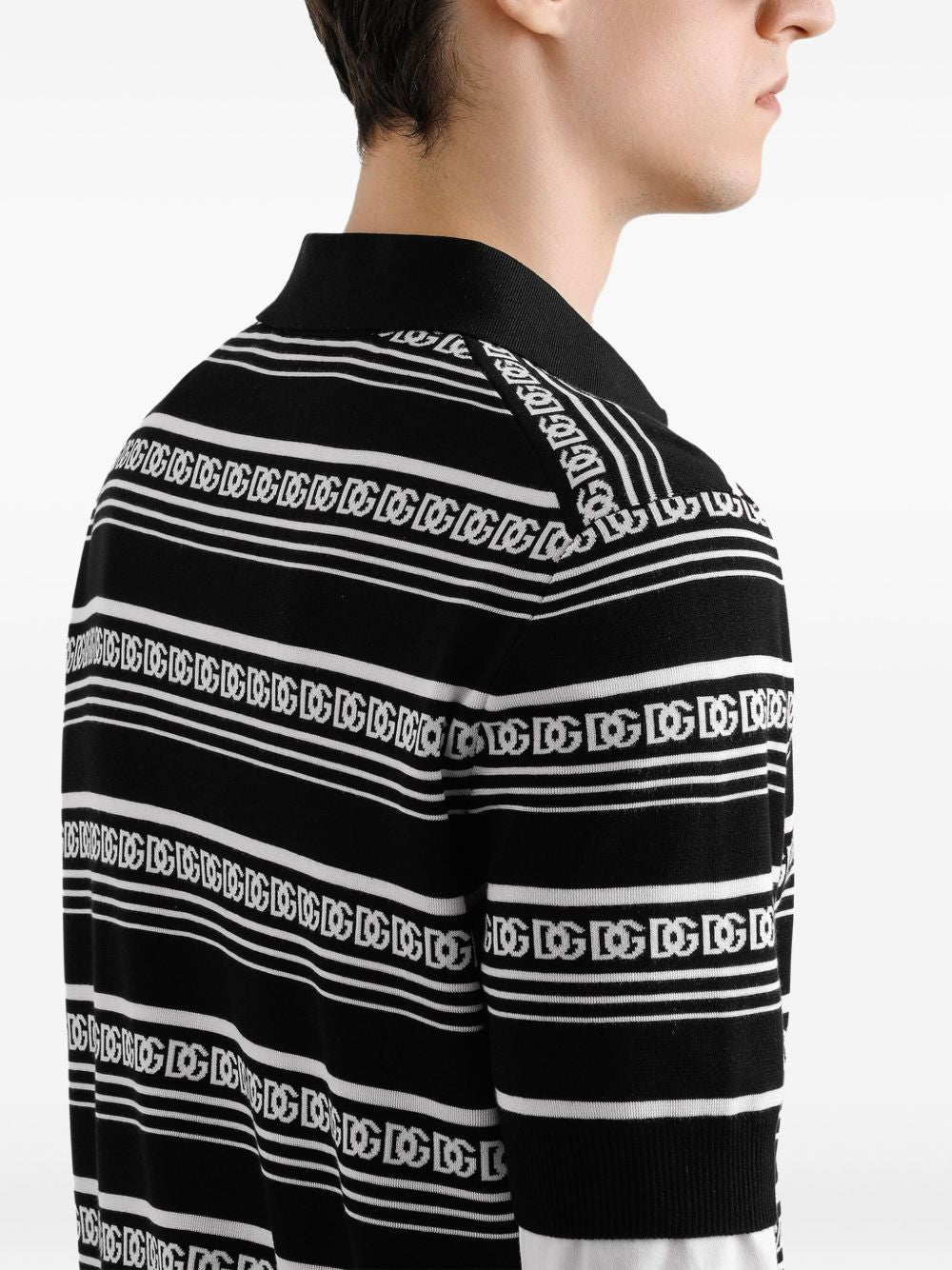 DOLCE & GABBANA Logo Silk Polo Shirt - Size 48