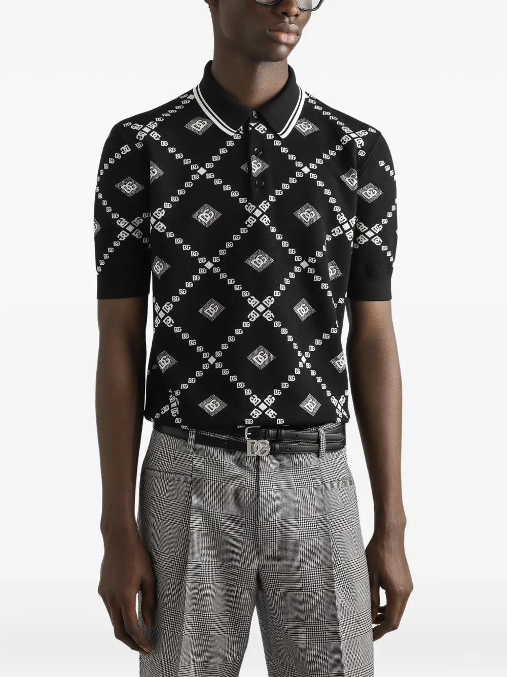 DOLCE & GABBANA Logo-Pattern Polo Shirt - Short Sleeves