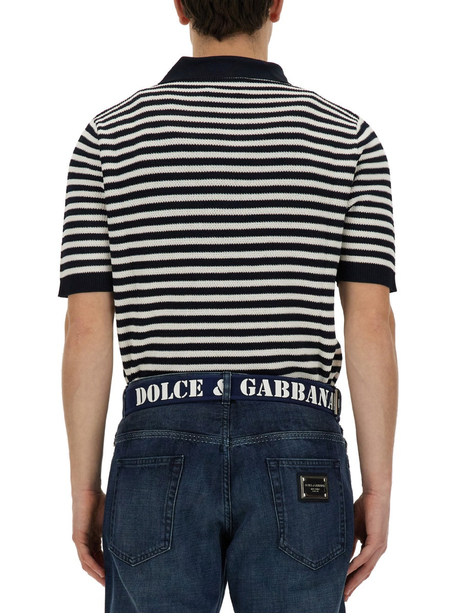 DOLCE & GABBANA Regular Fit V-Neck Polo Shirt - SS24