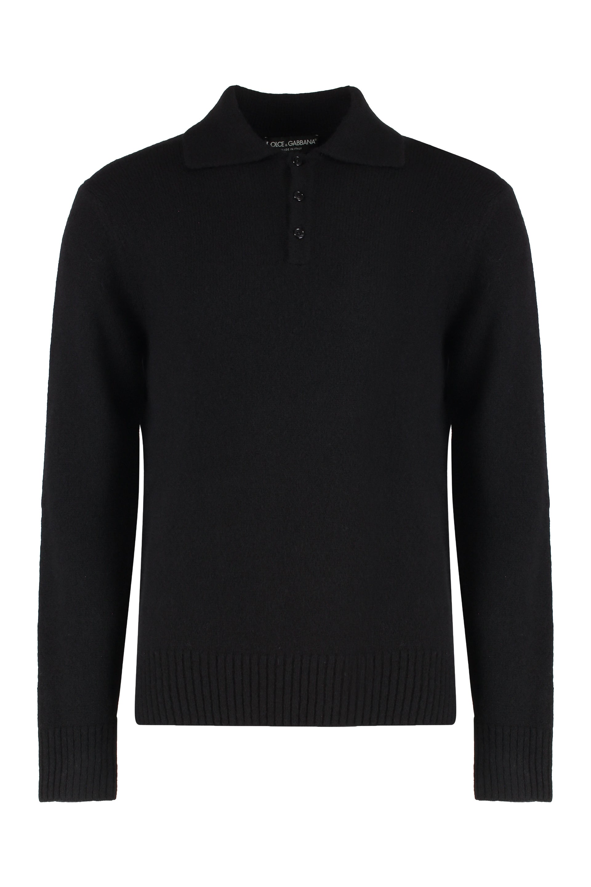 DOLCE & GABBANA Long Sleeve Wool Polo for Men