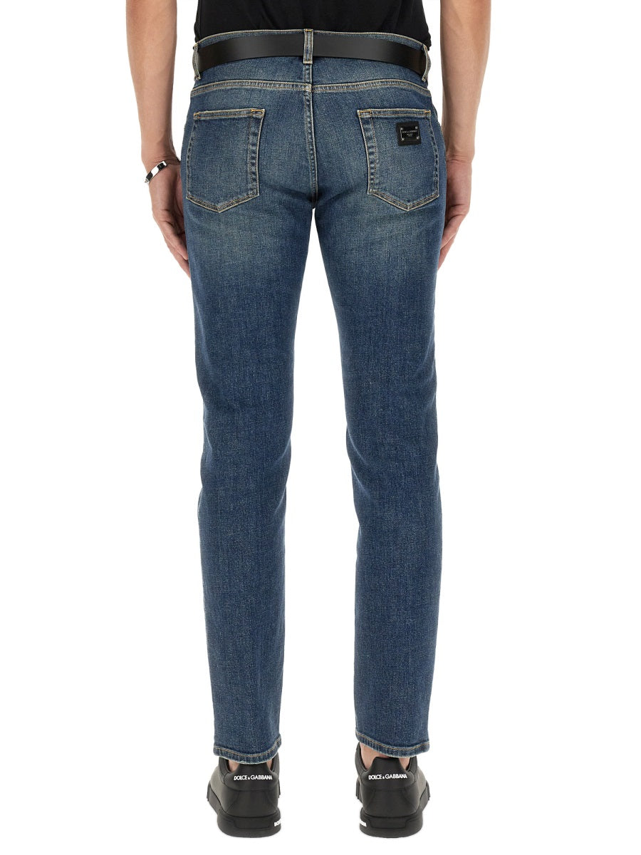 DOLCE & GABBANA Combined Colour Cotton Jeans for Men