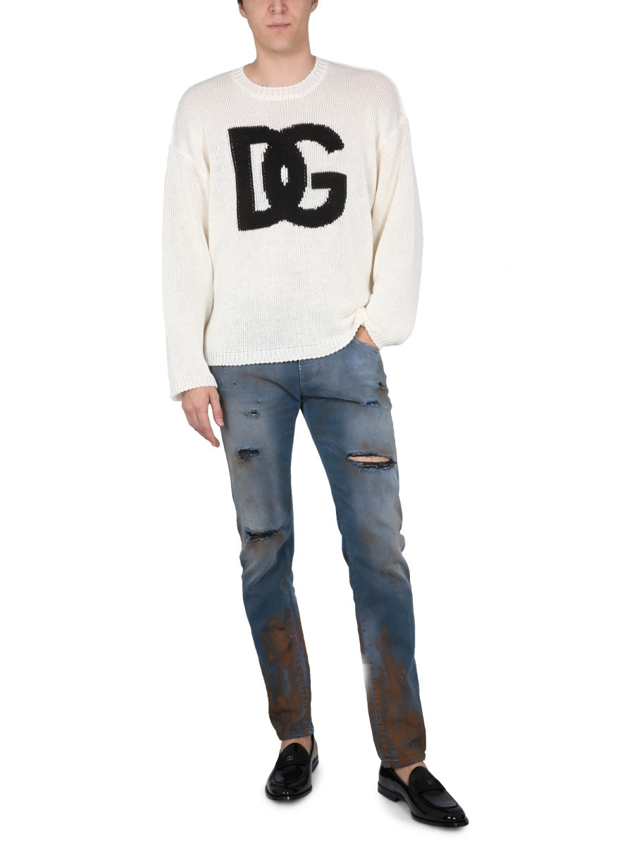 DOLCE & GABBANA Men's Skinny Fit Jeans with Zipper and Button Closure