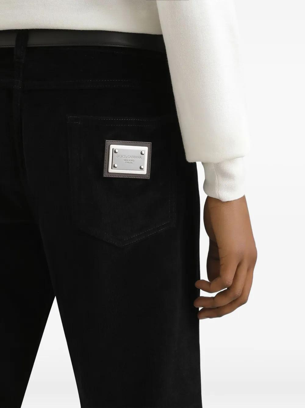 DOLCE & GABBANA Corduroy Trousers with Logo Plaque - Men’s Regular Fit