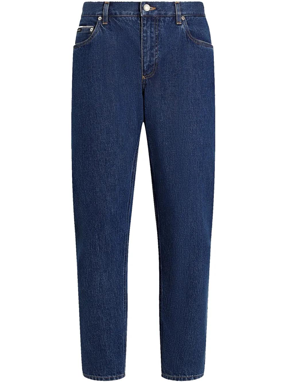 DOLCE & GABBANA Regular Fit Denim Jeans with Logo Tag