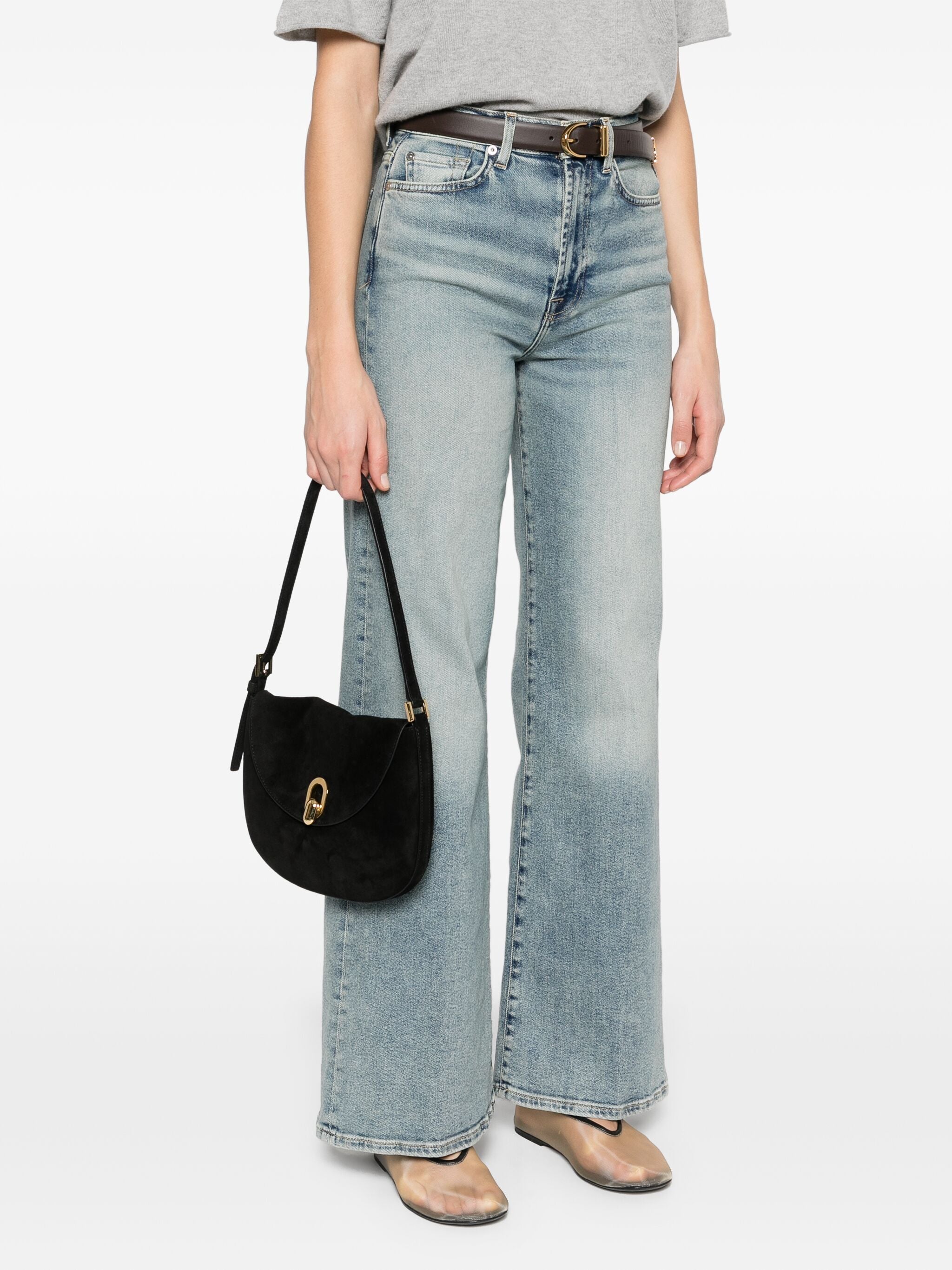 SAVETTE Mini Tondo Hobo Handbag in Suede