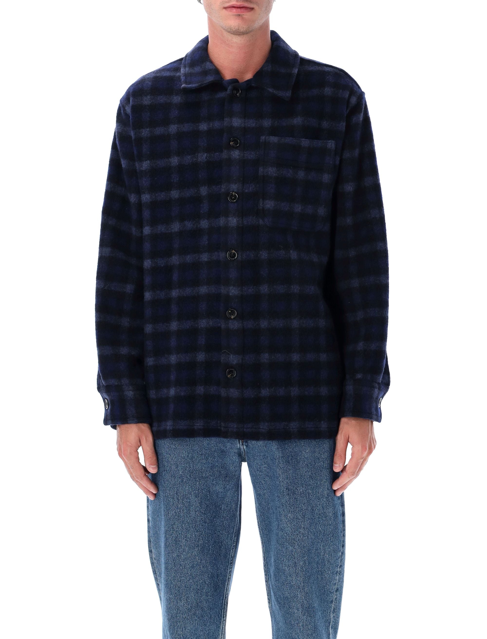 A.P.C. Checkered Design Wool Overshirt - Size L