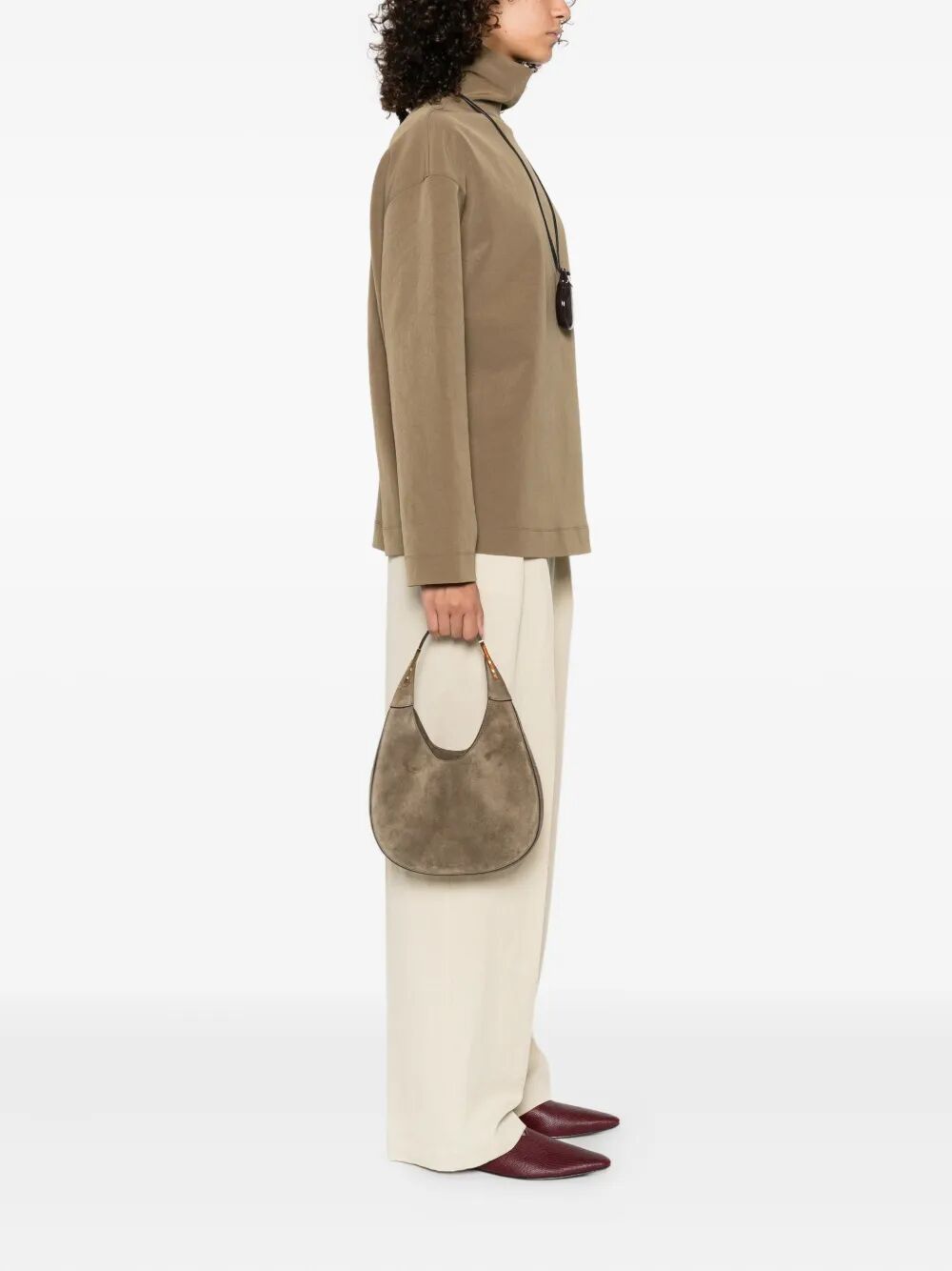 SAVETTE Mini Hobo Handbag in Soft Suede