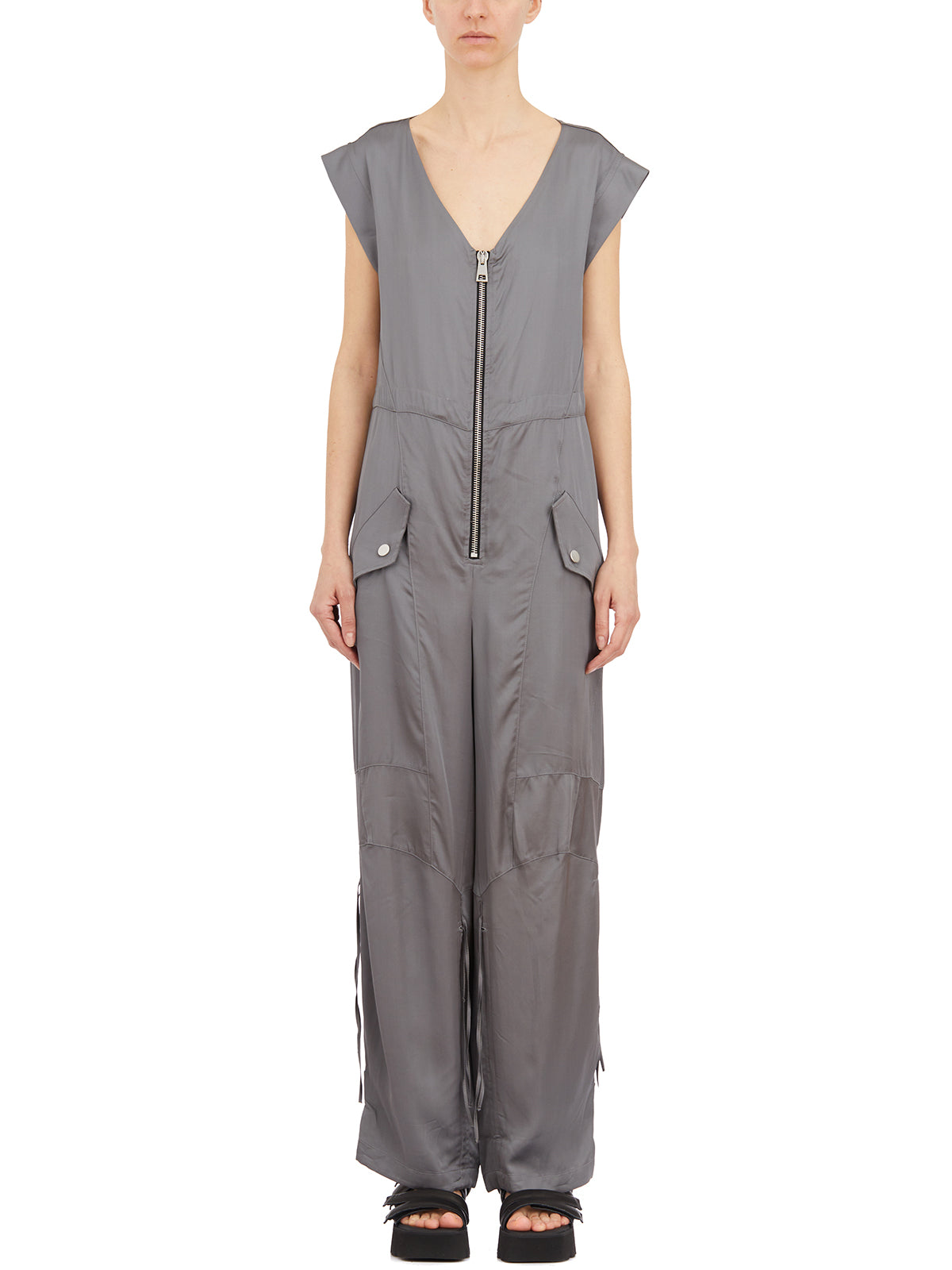 ANDREA YA'AQOV Women's Stylish Jumpsuit with Zip Front Opening - Size S