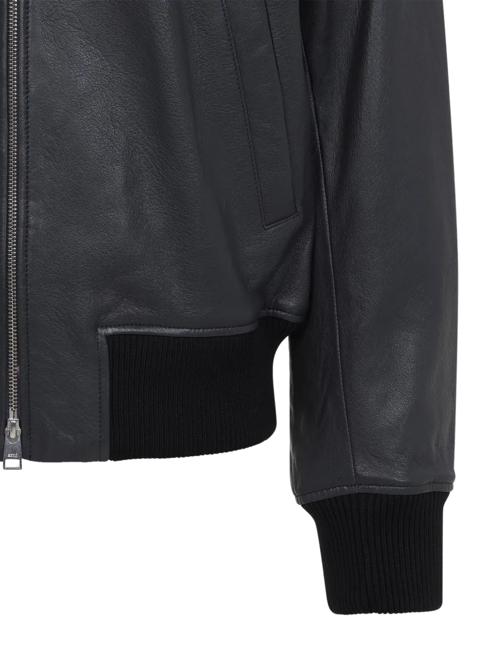 AMI PARIS Zipped Leather Jacket for Men