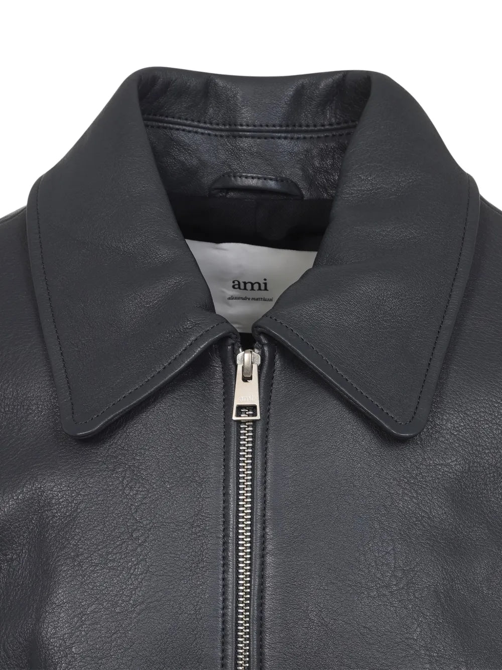 AMI PARIS Zipped Leather Jacket for Men