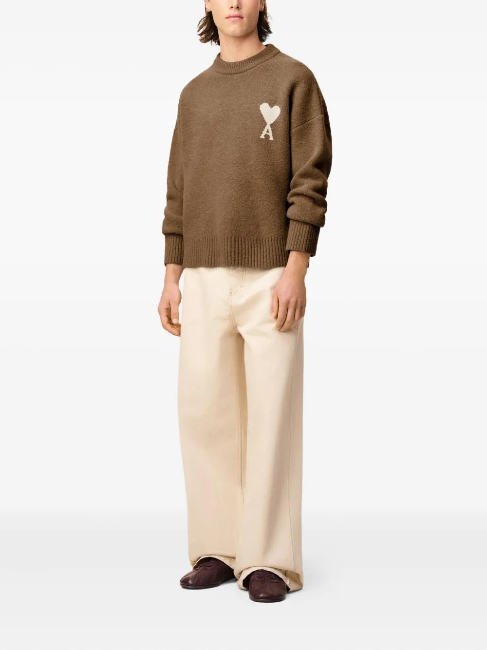 AMI PARIS Heart Knit Crew Neck Sweater