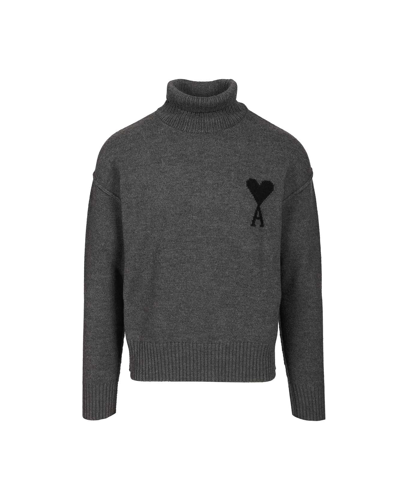 AMI PARIS Funnel Neck Sweater for Men - Fall/Winter 2025