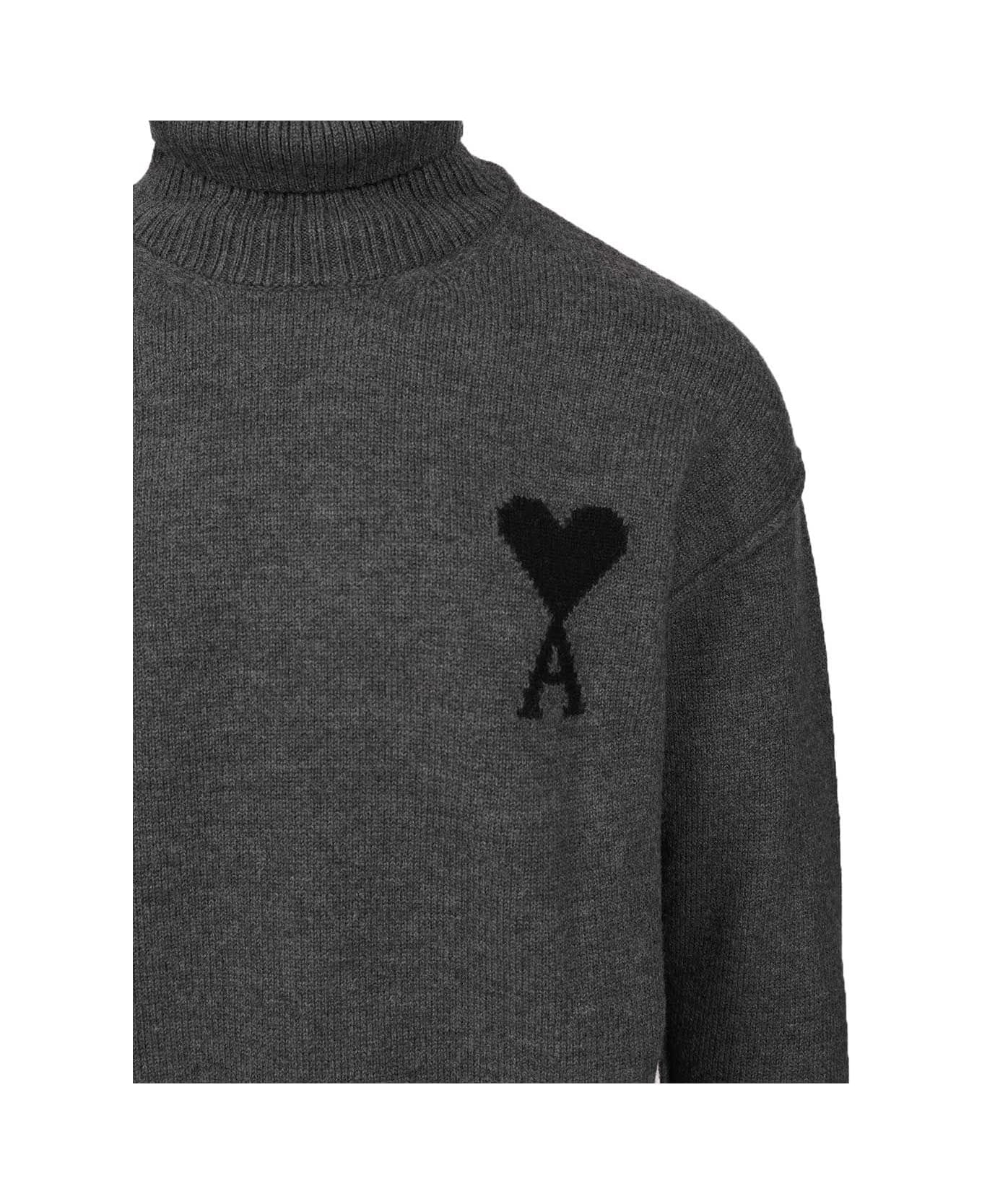 AMI PARIS Funnel Neck Sweater for Men - Fall/Winter 2025