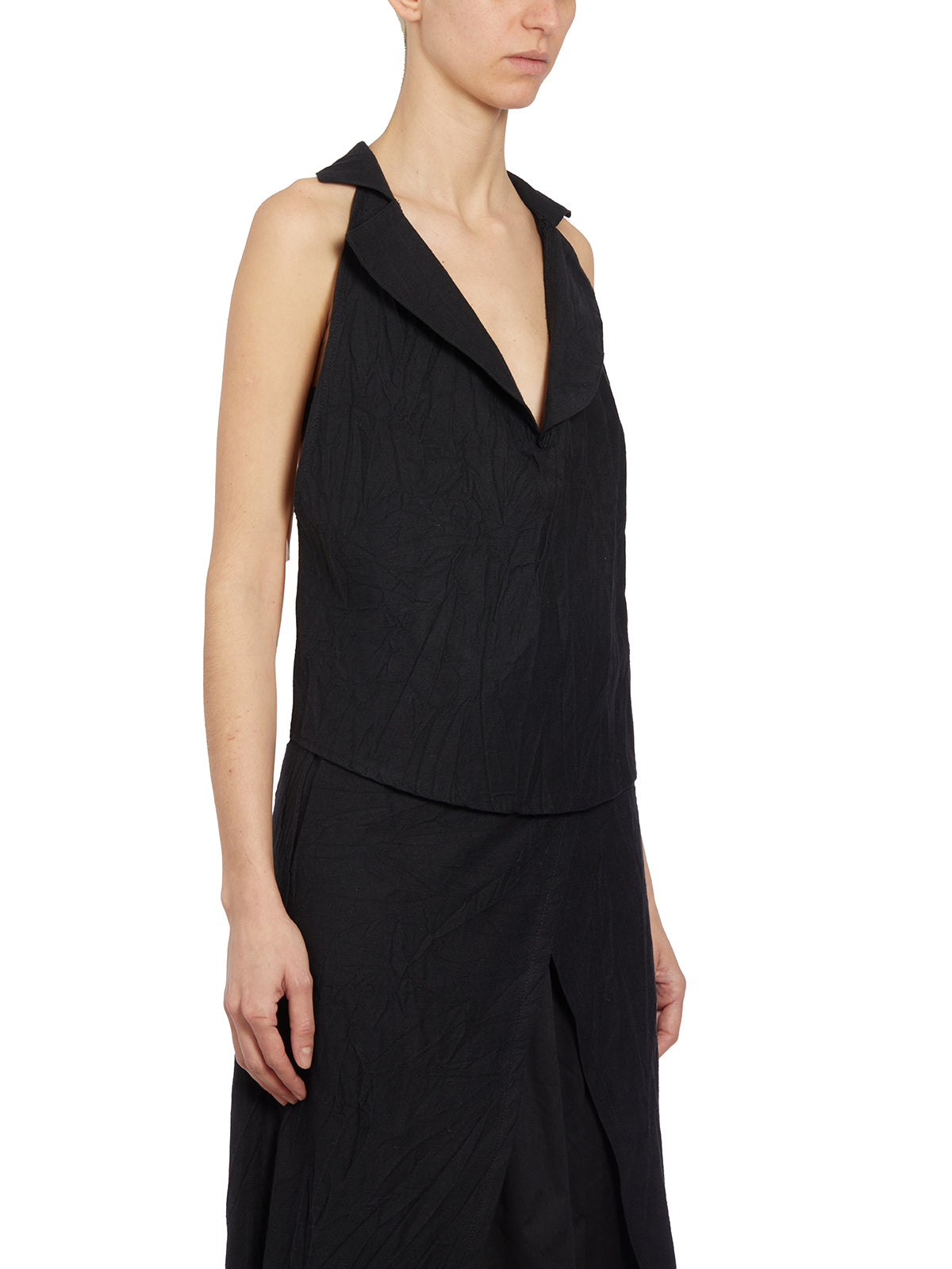 NOSTRASANTISSIMA Sleeveless Linen Gilet with Rever - Size 40