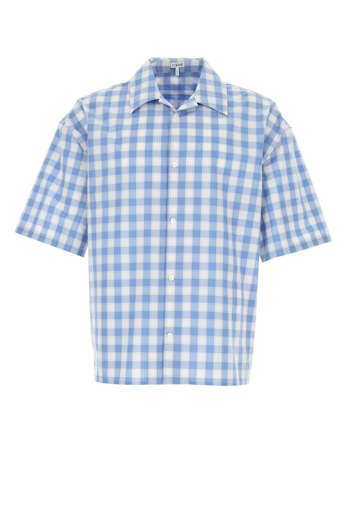 LOEWE Embroidered Cotton Checked Shirt - Short Sleeve