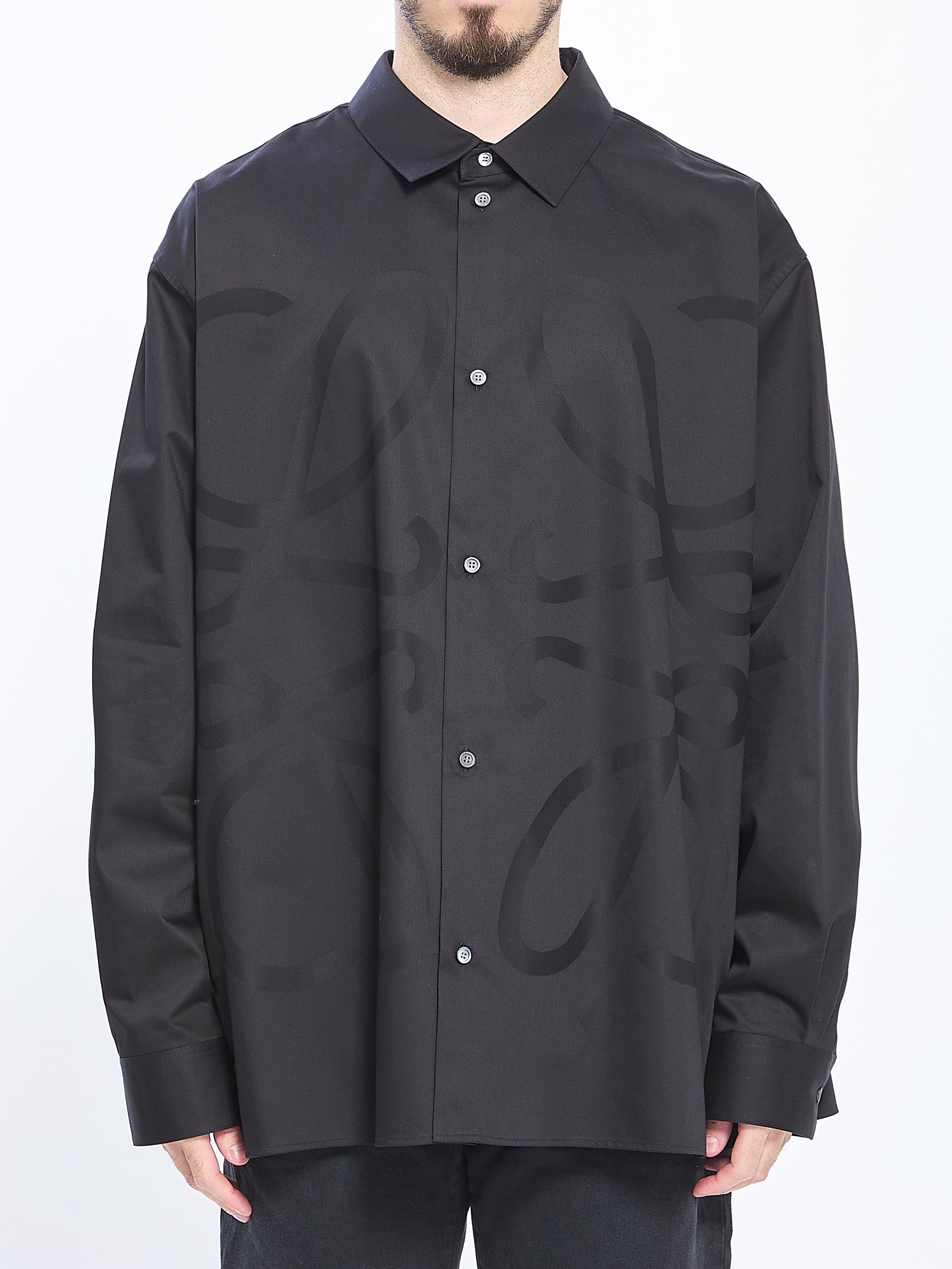 LOEWE Lightweight Cotton Shirt with Oversized Jacquard Pattern - Size 41 EU