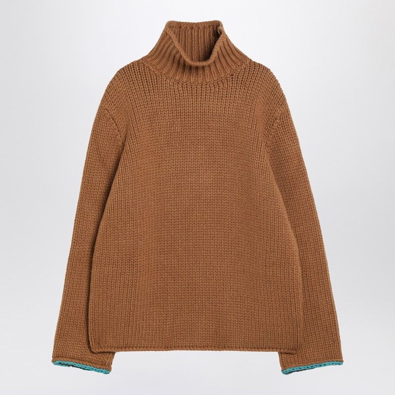 LOEWE Men's Wool Turtleneck Sweater with Leather Details