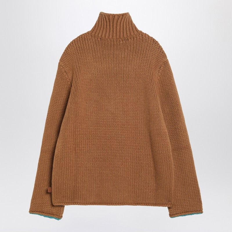 LOEWE Men's Wool Turtleneck Sweater with Leather Details