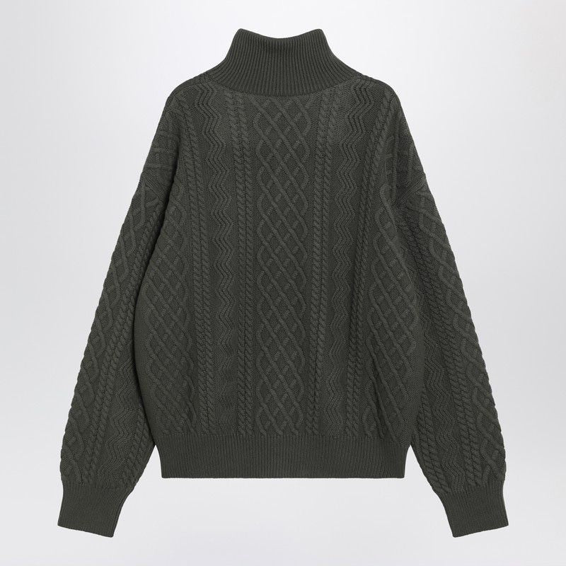 LOEWE Wool Zip Sweater with Braided Knit Design