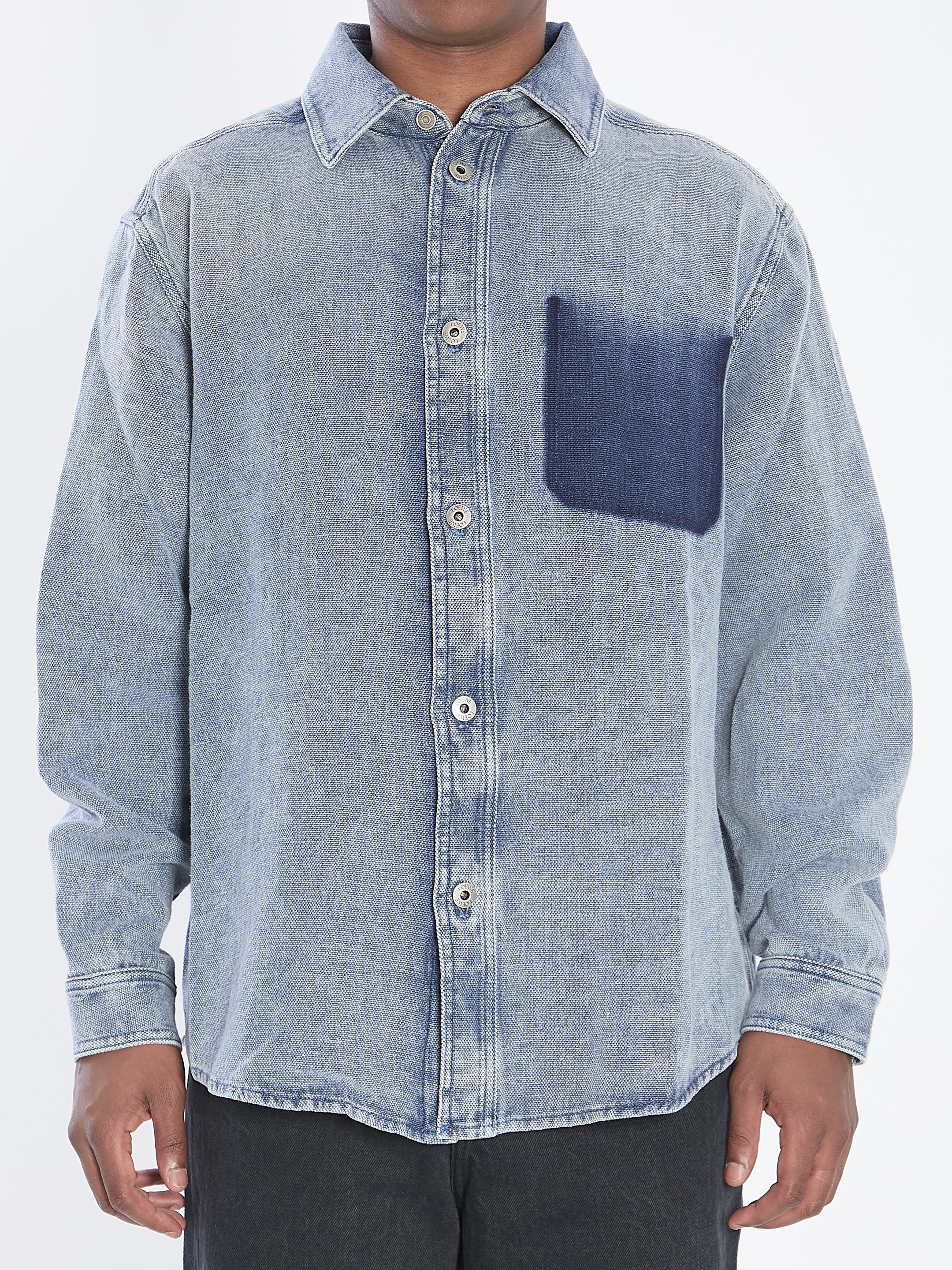 LOEWE Denim Shirt with Trompe-L'œil Pocket - Size 50