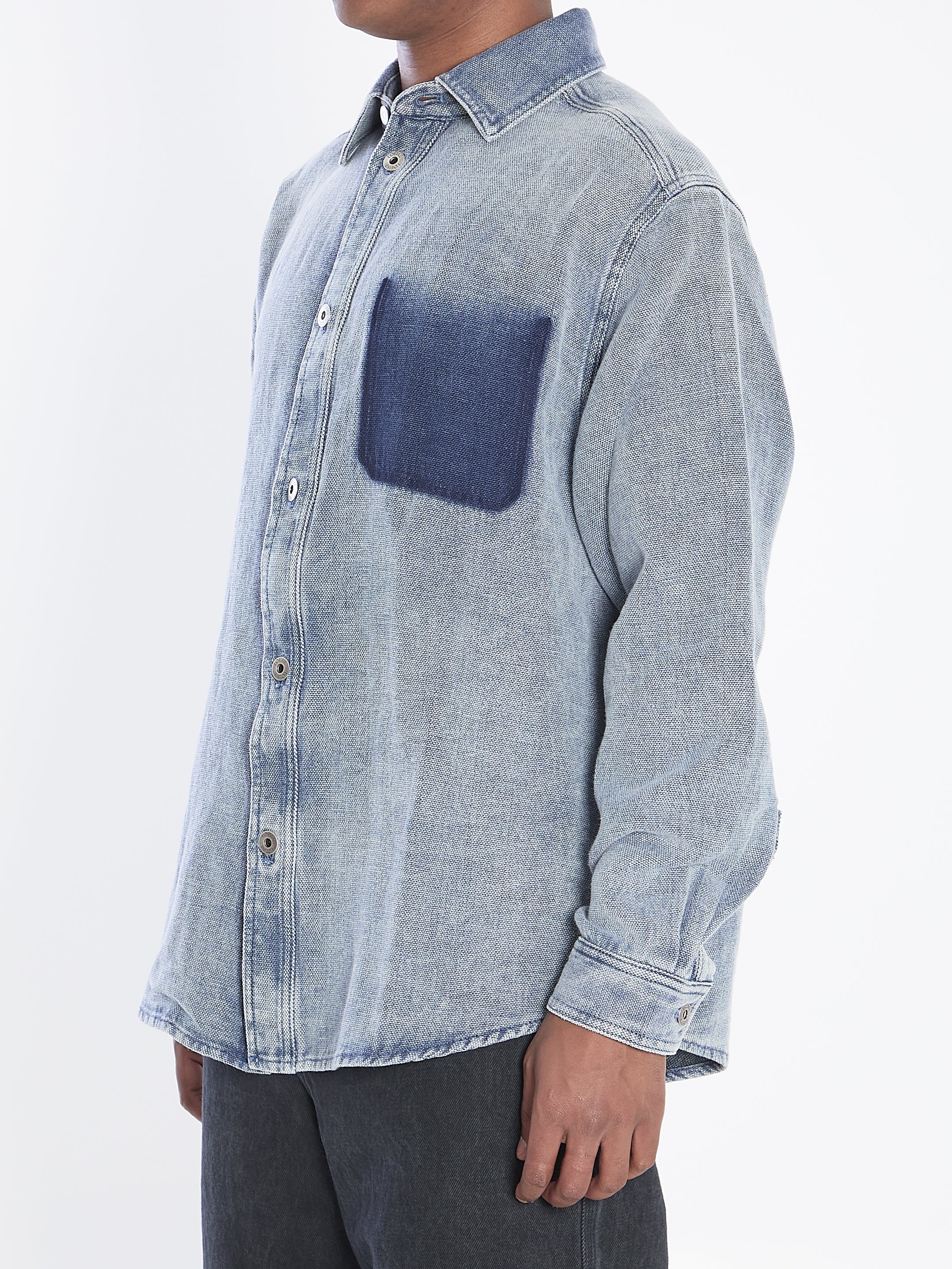 LOEWE Denim Shirt with Trompe-L'œil Pocket - Size 50