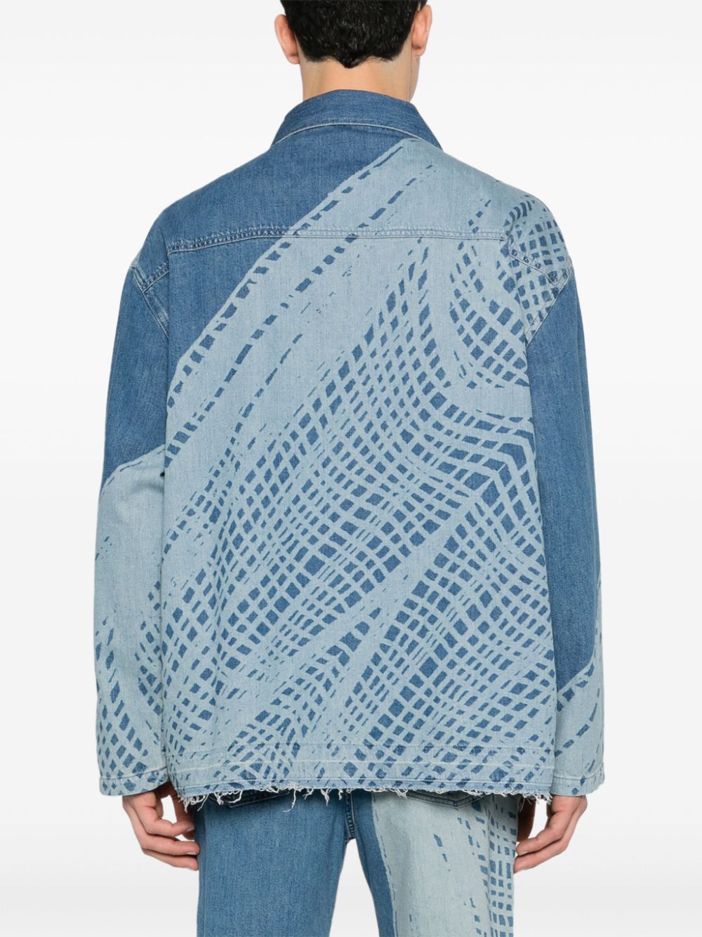 LOEWE Men's Denim Shirt with Fishnet Motif