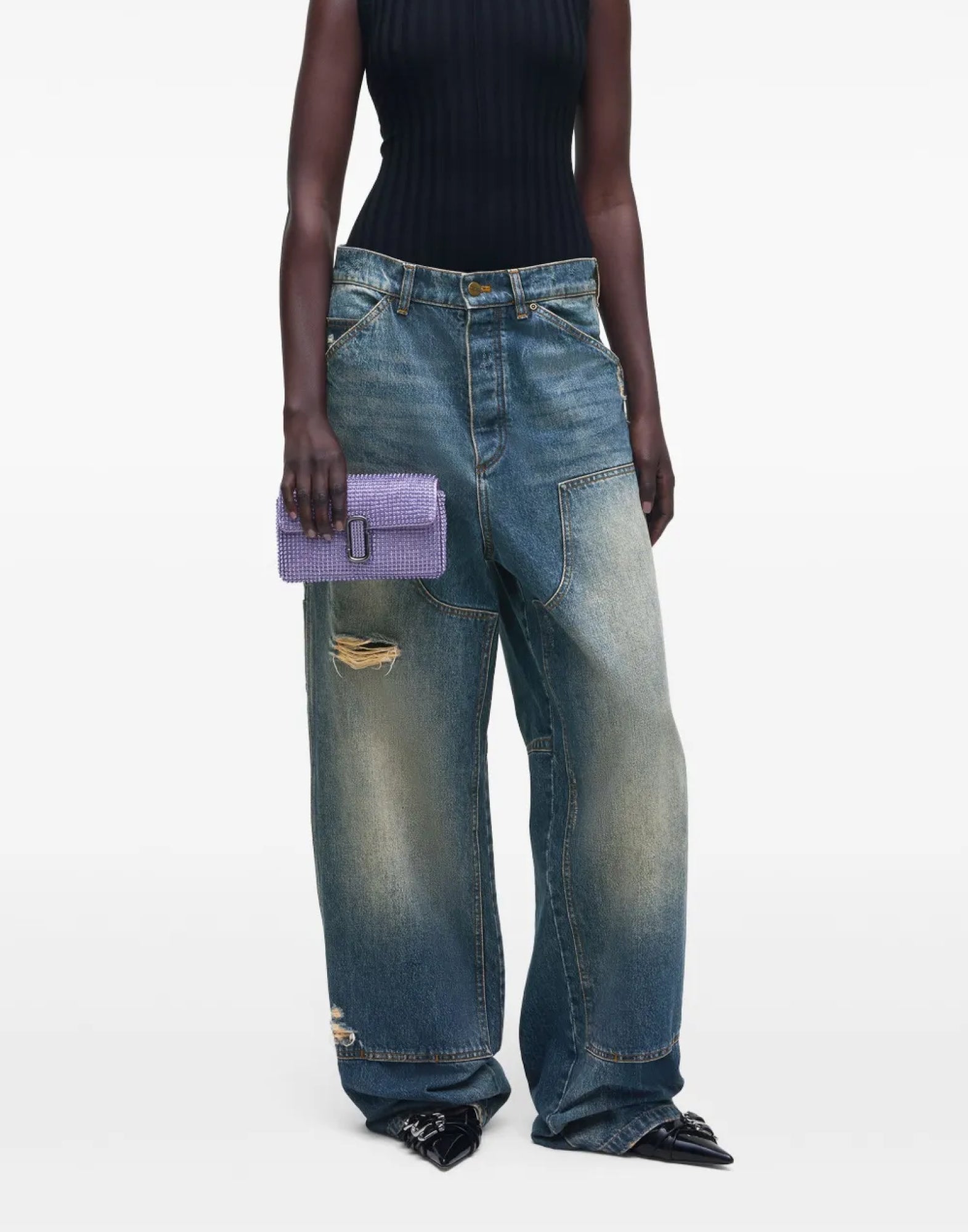 MARC JACOBS Mini Rhinestone Logo Shoulder Handbag - 19x11x4 cm