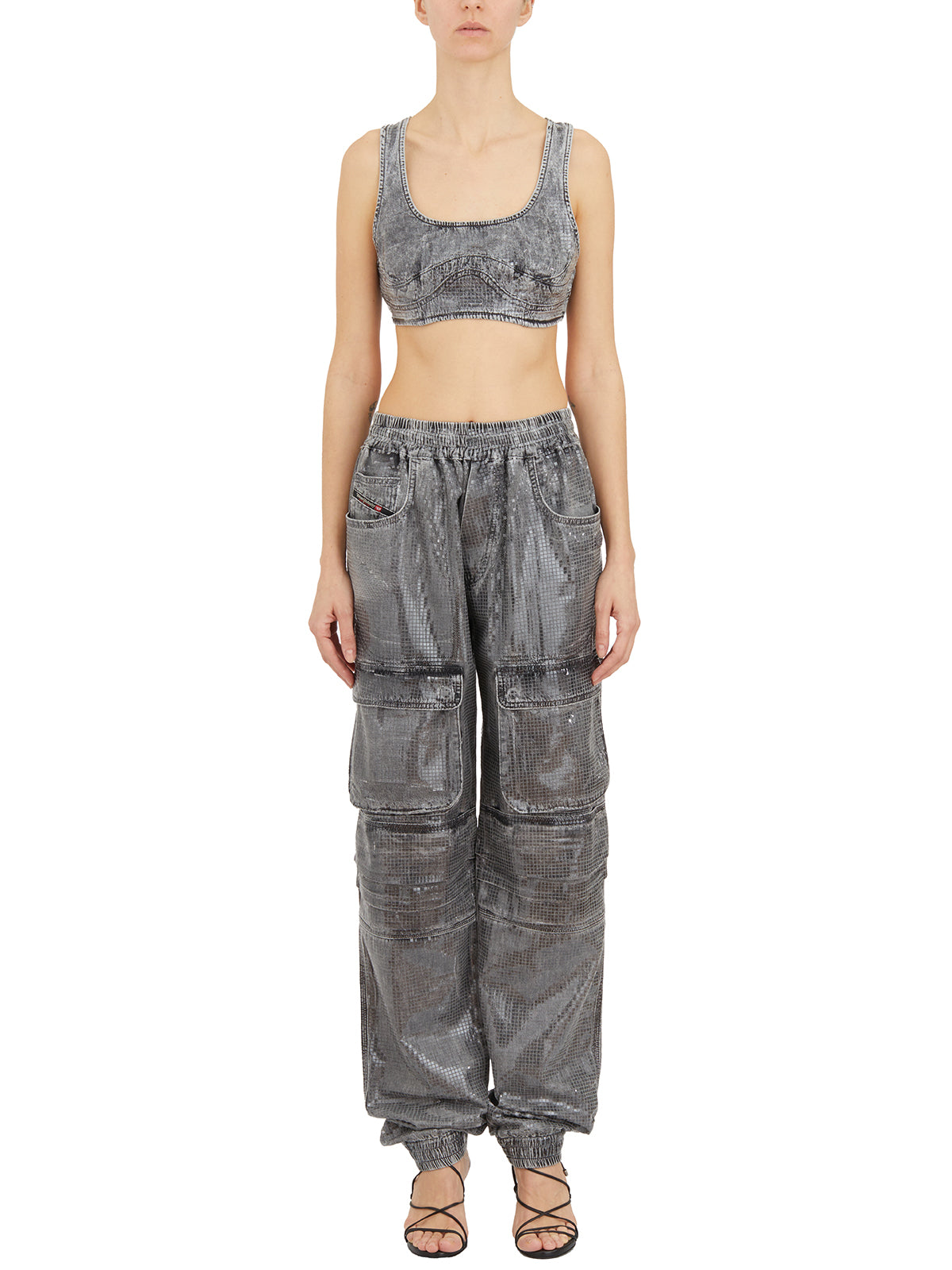 DIESEL Denim Top with Micro Paillettes - Size S