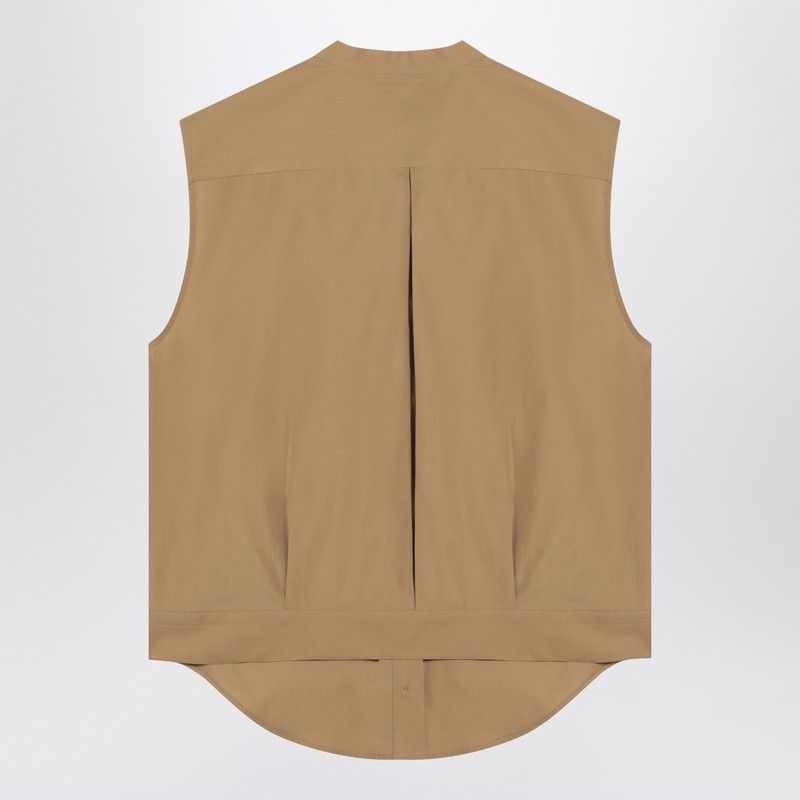 LOULOU STUDIO Sleeveless Shirt with Korean Collar and Curved Hem