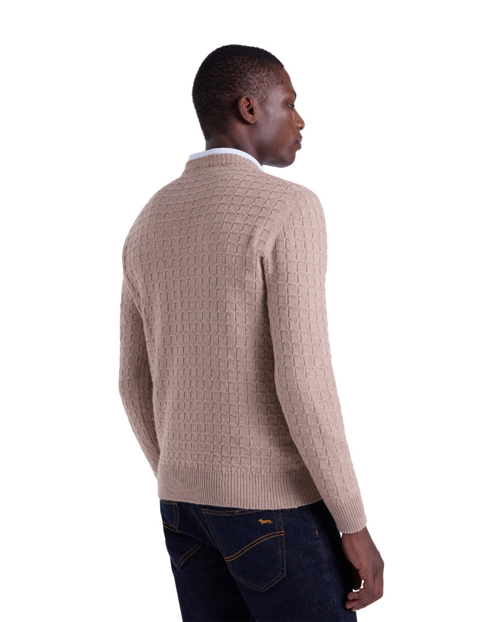 HARMONT & BLAINE Men's Regular Fit Sweater with 3D Check Design