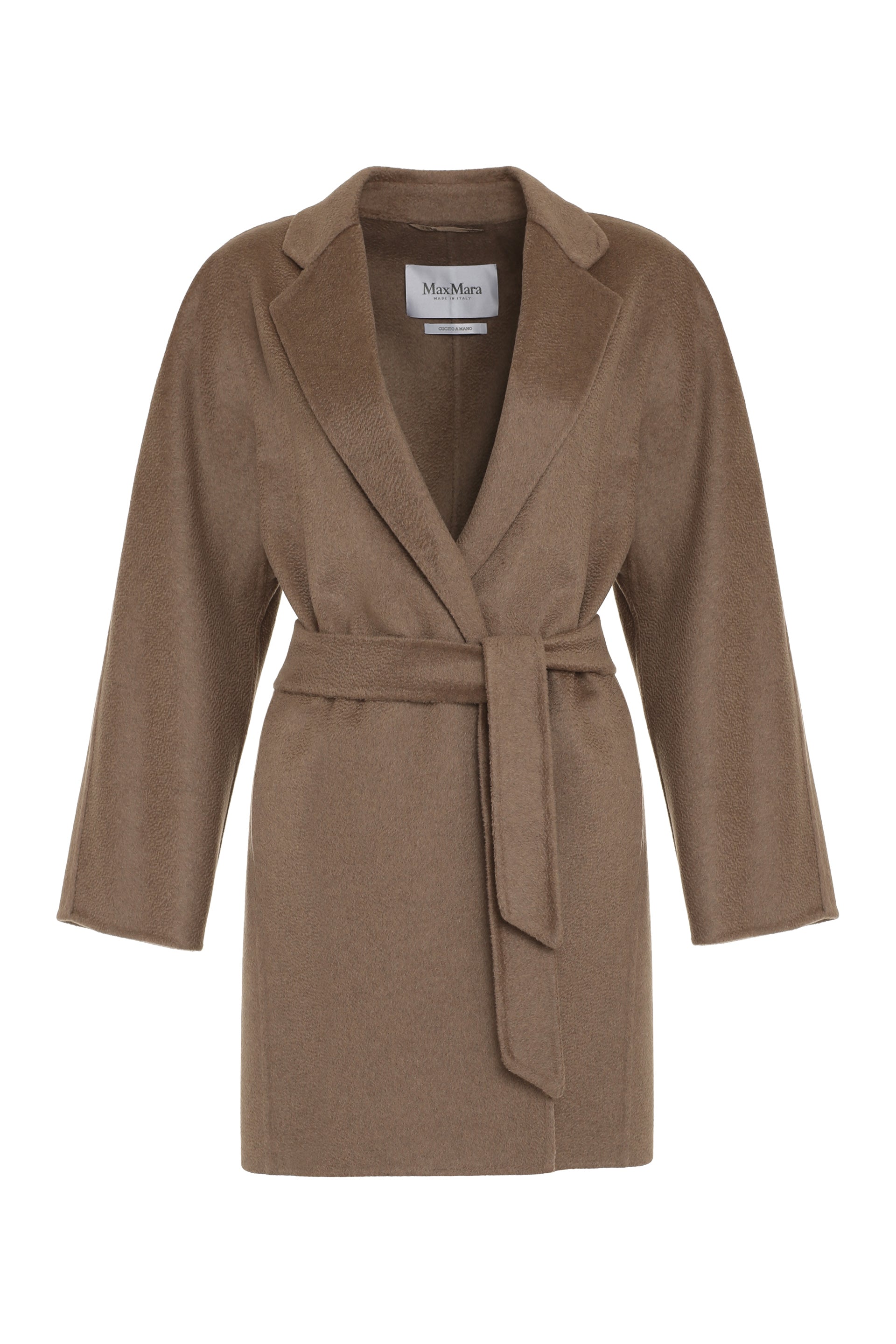 MAX MARA Hand-Made Cashmere Jacket with Lapel Collar and Coordinated Waist Belt