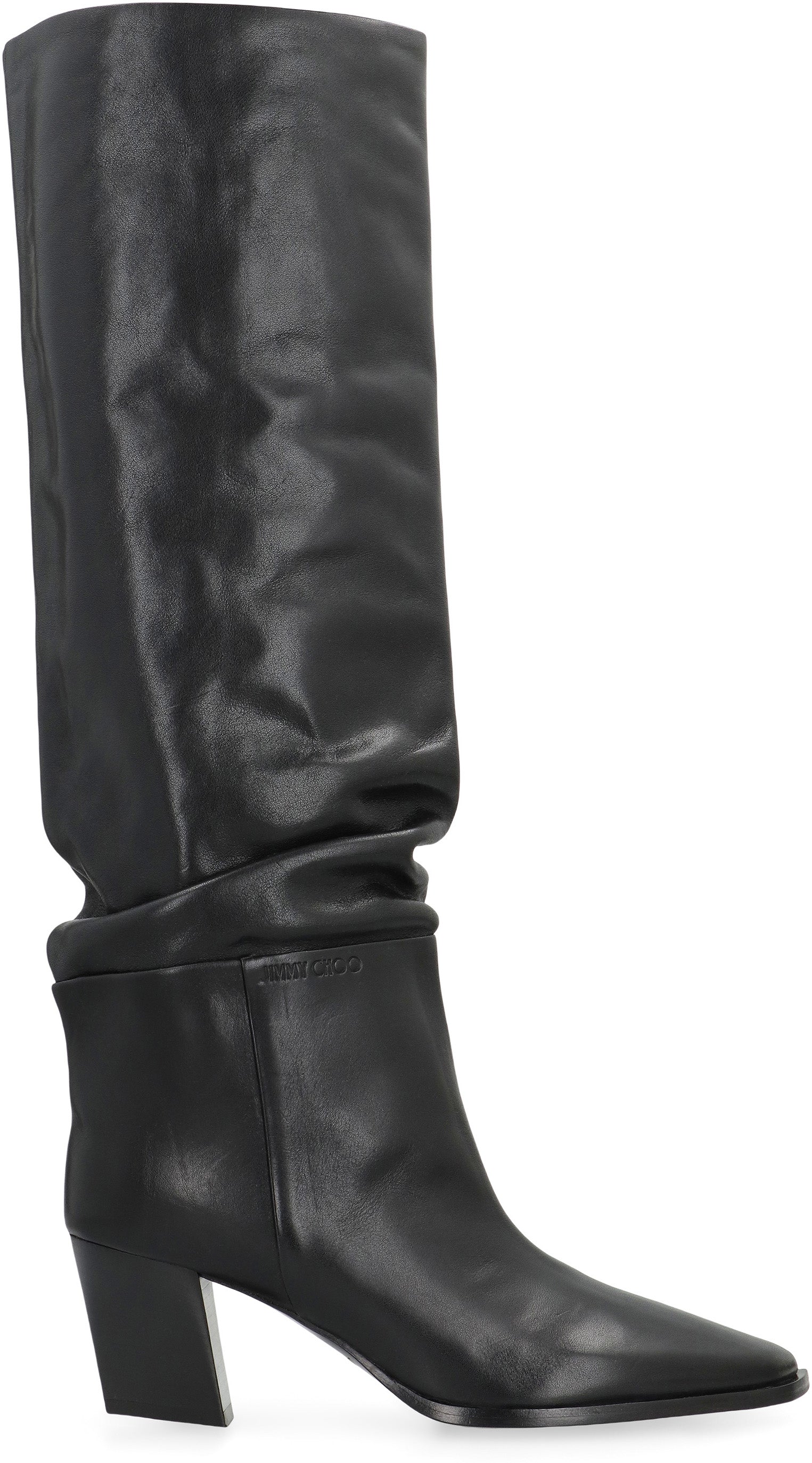 JIMMY CHOO Sleek Leather Boots with Sculptural Heel