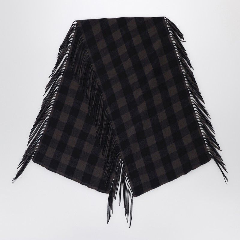 DESTIN Brown Check Wool and Cashmere Scarf