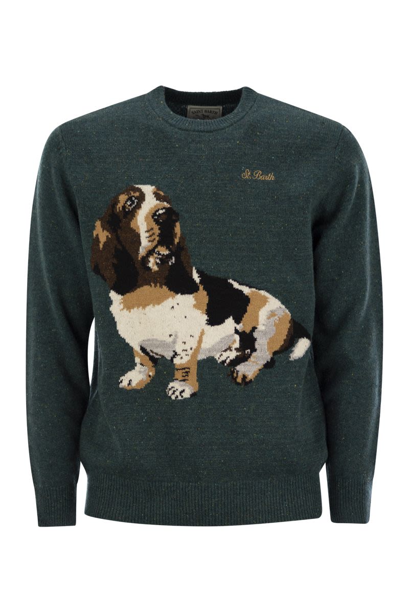 MC2 SAINT BARTH Dachshund Print Wool Blend Jumper