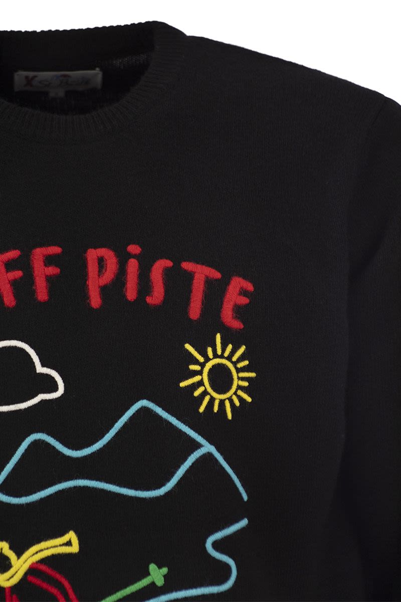 MC2 SAINT BARTH Dynamic Men's Wool and Cashmere Blend Sweater - Off Piste Front Print