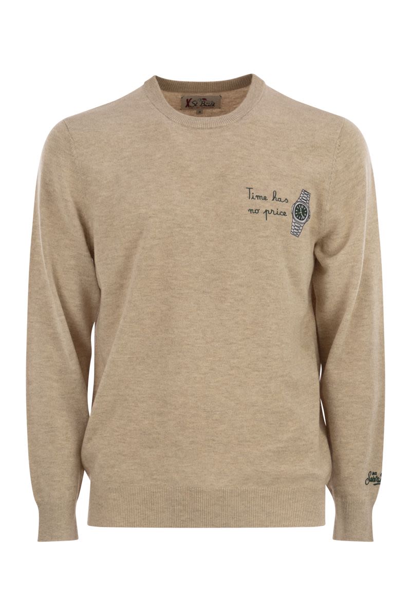 MC2 SAINT BARTH Men's Crew Neck Jumper with Embroidered Detail