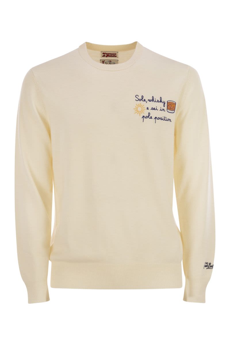 MC2 SAINT BARTH Men's Crew Neck Jumper with Embroidered Chest