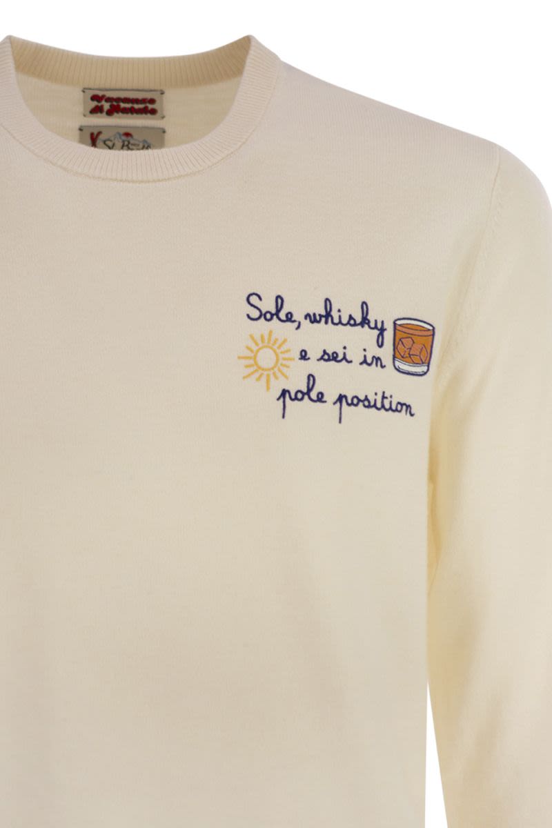 MC2 SAINT BARTH Men's Crew Neck Jumper with Embroidered Chest