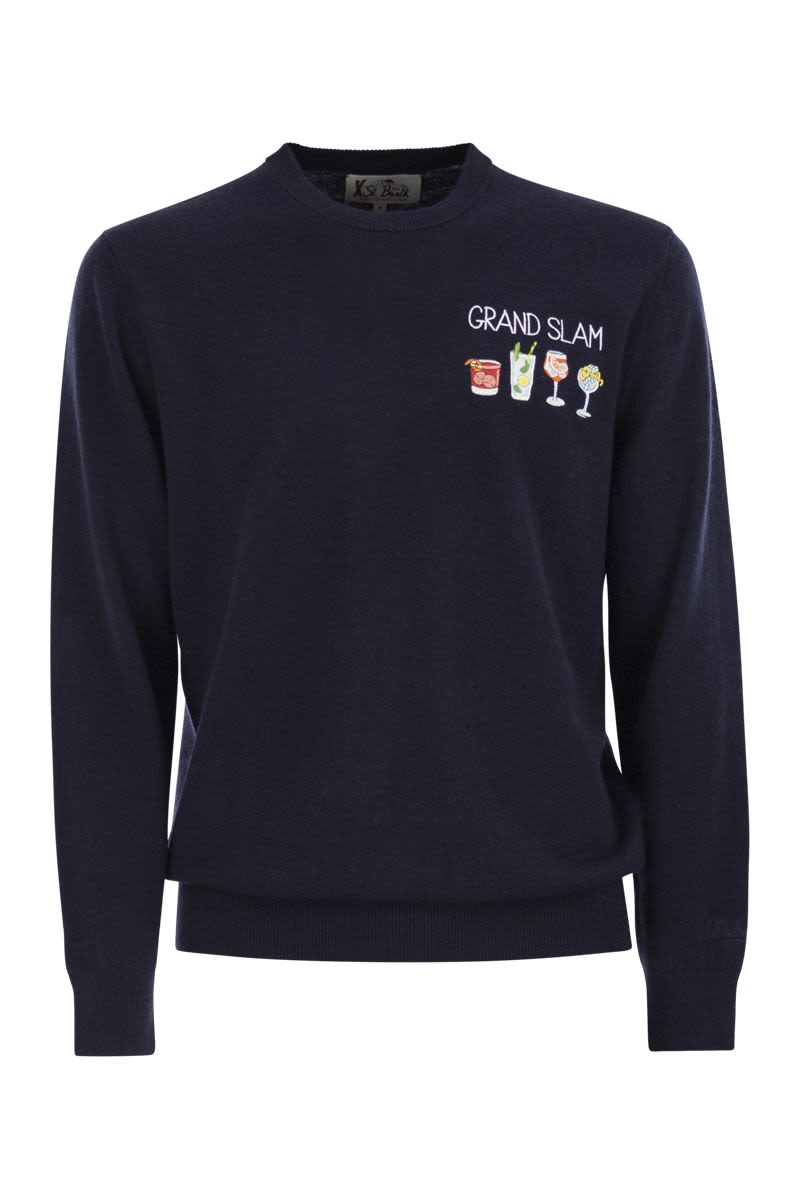MC2 SAINT BARTH Men's Crew Neck Jumper with Embroidered Detail