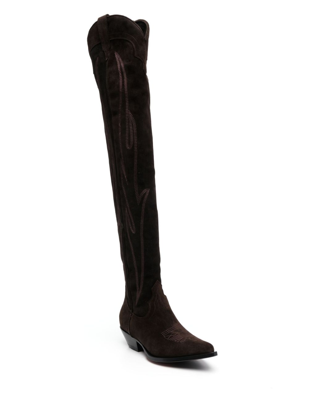 SONORA Thigh-High Embroidered Suede Western Boots