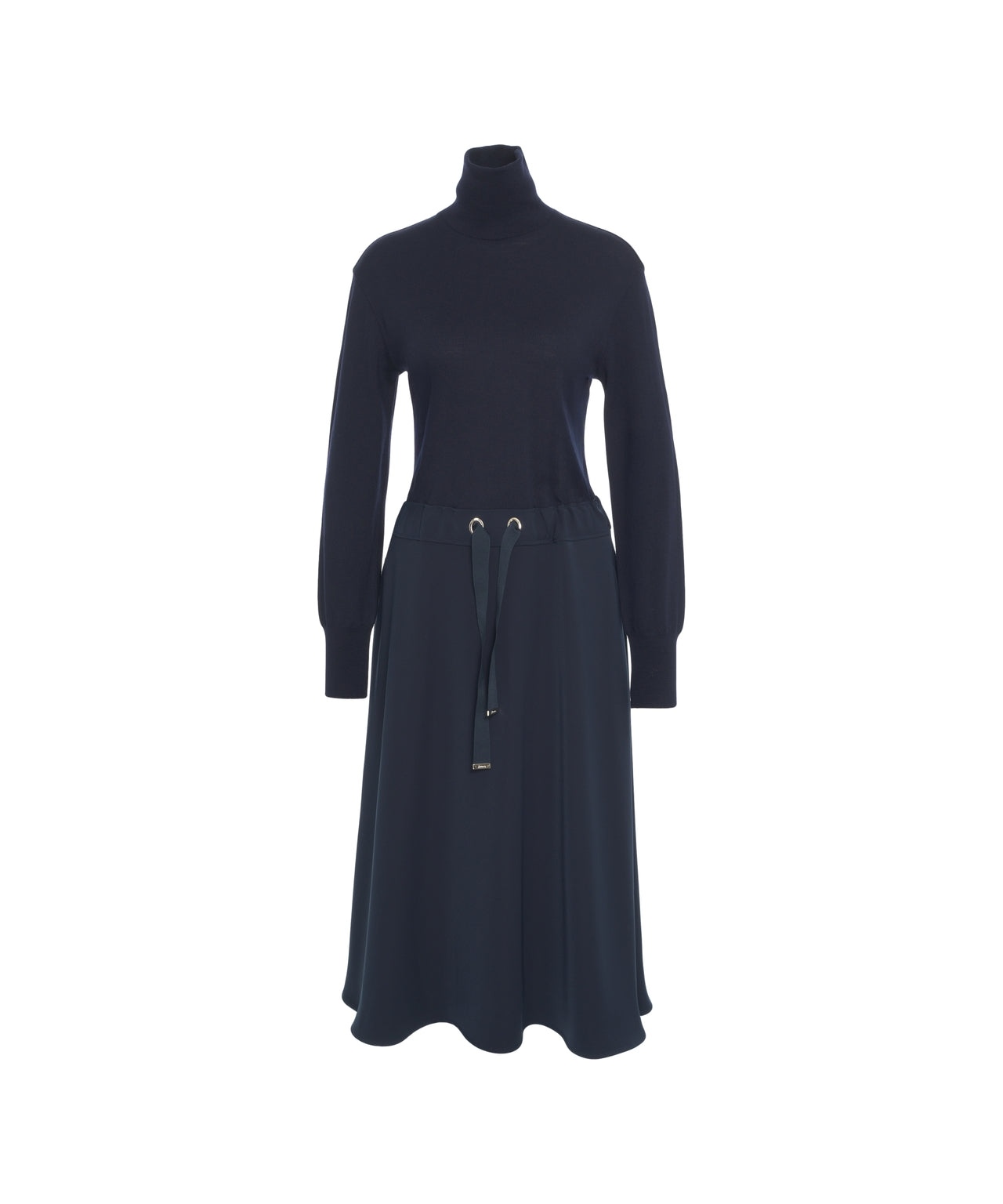 HERNO Chic High Collar Maxi Dress with Adjustable Waist